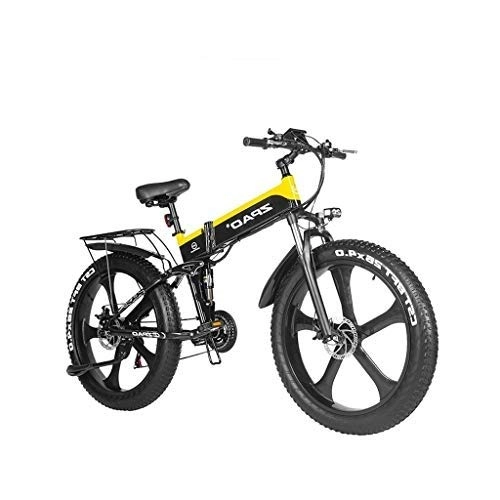 Mountain bike elettrica pieghevoles : Bici elettrica, pieghevole E-Bike Con 48V 12.8AH rimovibile di carica batteria al litio / 21 Velocità / 26inch Super Leggero, Urban Commuter biciclette for Ault donne degli uomini ( Color : Yellow )