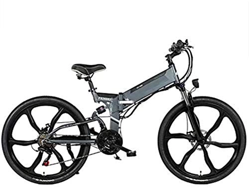 Mountain bike elettrica pieghevoles : Bicicletta Elettrica, Elettrico pieghevole Mountain bike, 26 '' bici elettrica E-Bike 21 Speed ​​Gear e tre modalità di funzionamento.con rimovibile 48V 10 / 12.8AH agli ioni di litio 350W Motore , Bic