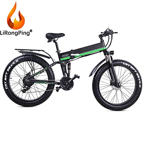 Mountain bike elettrica pieghevoles : Bicicletta Elettrica per, 1000 W Bici Elettrica DaCon Pneumatico Grasso da 26 Pollici, Bici da Citt Rimovibile Pedelec 48V 12, 8 AH agli Ioni di Litio