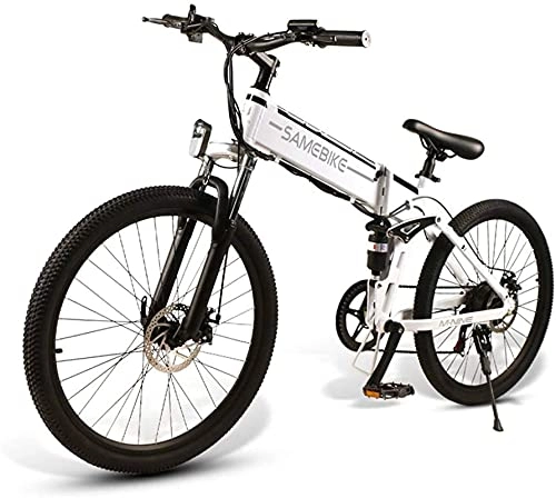 Mountain bike elettrica pieghevoles : Bicicletta elettrica per Adulti 26"E-Bike Pieghevole, E-MTB, E-Muntain Bike 48 V 10, 4 Ah 350 W Mountain Bike 21 Livelli di Spostamento assistito (Colore: 4, 8 V / 10, 4 Ah / Bianco) (Colore: