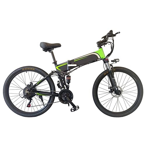 Mountain bike elettrica pieghevoles : Bicicletta elettrica per Adulti, Mountain Bike elettrica Pieghevole 26" per Adulti Ebike con Motore da 500 W e Batteria Rimovibile da 48 V 10 Ah, Bicicletta elettrica da 25 mph (Colore : Verde)