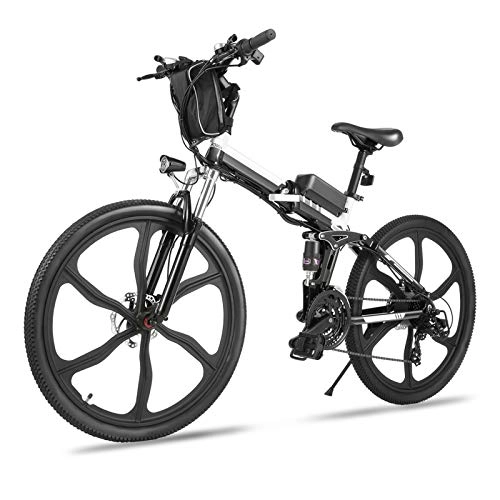Mountain bike elettrica pieghevoles : Bicicletta Elettrica Pieghevole, 26" mountain bike elettrica con motore da 36V 8Ah batteria rimovibile, Professionale Shimano 21 velocità