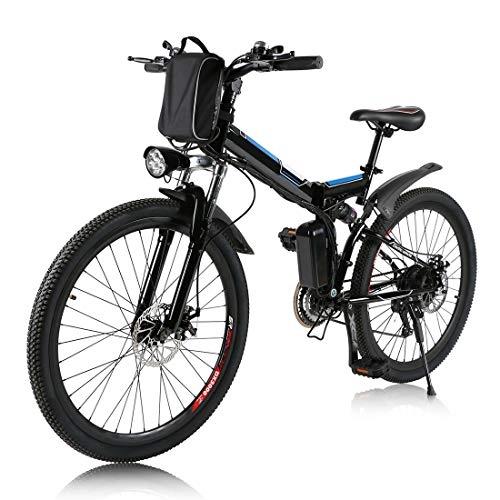 Mountain bike elettrica pieghevoles : Bicicletta elettrica pieghevole da 26 pollici con motore da 250 W, batteria rimovibile da 36 V / 8 Ah, mountain bike a 21 marce E-MTB fino a 30 km (spina tedesca)