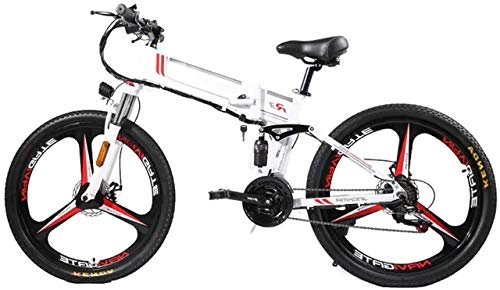 Mountain bike elettrica pieghevoles : Bicicletta elettrica pieghevole per mountain bike Motore 350W 48V, display a LED Bicicletta elettrica per pendolari, cerchio in lega di magnesio a 21 velocità per adulti, carico massimo 120 kg, portat