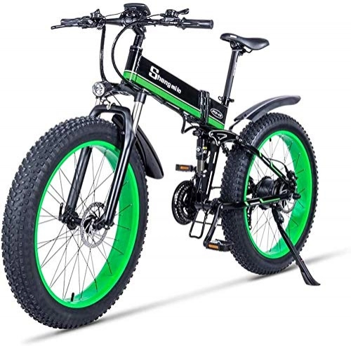 Mountain bike elettrica pieghevoles : Bike 1000W Beach Bici elettrica off Road Fury Lithiu Potenza motoslitta Aiutare Mountain Roller 0717 (Color : Green)