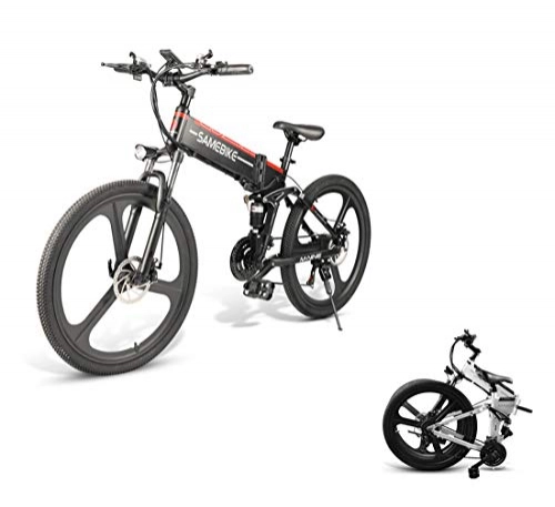 Mountain bike elettrica pieghevoles : CCDYLQ 26" Folding E-Bike, 350W Alluminio Bicicletta elettrica con Il Pedale per Adulti e Ragazzi, Bici elettrica con 48V / 10AH agli ioni di Litio, Perfetta per la Guida al Lavoro, Nero