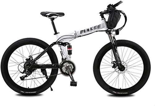 Mountain bike elettrica pieghevoles : Cesto sporco Mountain Bike 250W 26 '' Bicicletta elettrica Estraibile 36V 12 AH agli ioni di Litio (Color : White)
