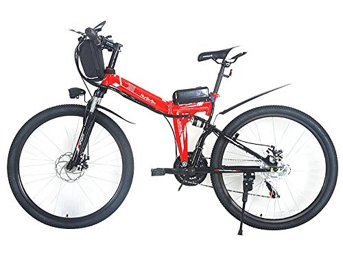 Mountain bike elettrica pieghevoles : COCKE Mountain Bike Elettrica da 26''' con Batteria agli Ioni di Litio Pieghevole Ad Alta capacit (36V 250W), E-Bike 21 velocit Ingranaggi E Tre modalit di Funzionamento, Rosso