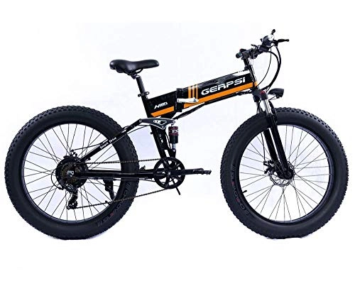 Mountain bike elettrica pieghevoles : Domrx Electric Bicycle Folding electrice 4.0 Fat Tire Electric Bike 48V Mense E-Bike 26inch Bicycle-Yellow