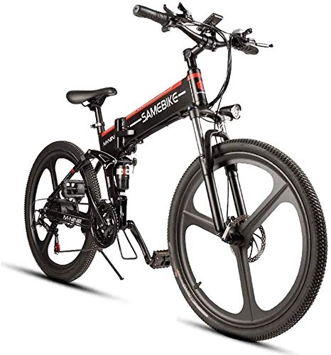 Mountain bike elettrica pieghevoles : FANLIU 26 '' Pieghevole Bici elettrica della Montagna con 350W 48V 10.4Ah Motore agli ioni di Litio da 21 velocit servoassistito E-Bike for Adulti Donne degli Uomini (Nero)