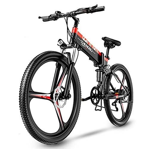Mountain bike elettrica pieghevoles : GAOXQ Bici Elettrica da 400 W 26 per Adulti Bicicletta Elettrica per Pendolari / Mountain Bike Elettrica, 48 V Ebike con Batteria da 10 Ah, 27 Marce Professionali Red black-27 Speed