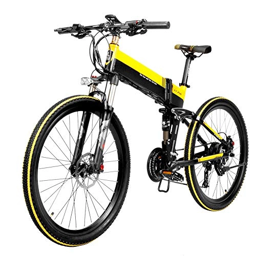 Mountain bike elettrica pieghevoles : Gebuter Electric Folding Bike Bicycle Portable Brushless Motor Foldable for Cycling Outdoor E-Bike
