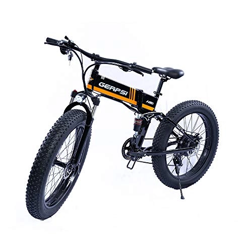 Mountain bike elettrica pieghevoles : HARTI 48V10AH Bici Elettrica Mountain Lightweight E-Bike con 26 * 4.0 Fat Tire, 21 velocità Lega di Alluminio Pieghevole Bici Elettrica per Adulti Outdoor Ciclismo