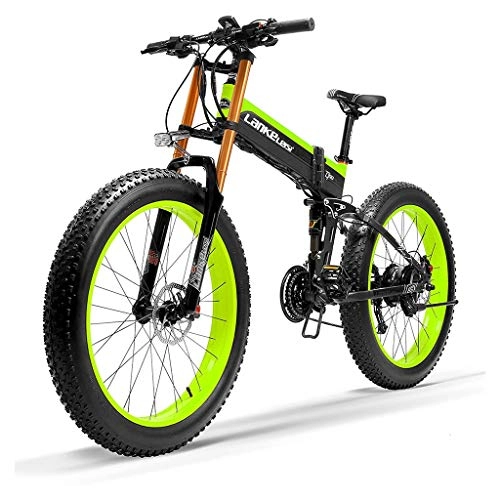 Mountain bike elettrica pieghevoles : HOME-MJJ Bici elettrica Fat Tire 26" 48V 1000W 14.5Ah agli ioni di Litio Citt Biciclette Batteria E-Bike for Outdoor Ciclismo Viaggi Lavorare Fuori e Pendolarismo (Color : Green, Size : 1000W)