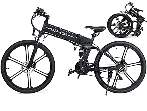 Mountain bike elettrica pieghevoles : HPDOM Bicicletta Elettrica per Adulti, Pieghevole Ebike 500w, Mountain Bike Elettrica da 26” con Batteria Rimovibile 48V 10Ah, Cambio Professionale a 21 velocità, Black