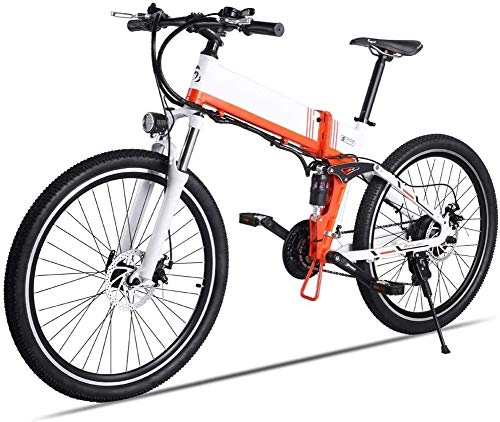 Mountain bike elettrica pieghevoles : HSART 26" Mountain Bike Elettrica - Bici Elettriche Freno Olio 48V 500W, 40 Km / H Bicicletta Commutar per Adulti (Arancione)