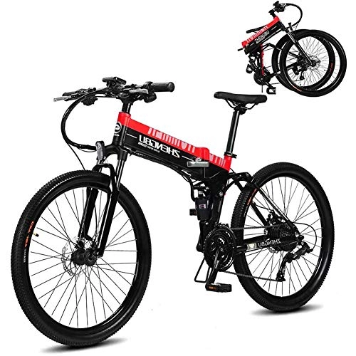 Mountain bike elettrica pieghevoles : HSART Biciclette Elettriche da 26" Mountain Bike Moto Bici Elettriche da 400W con Batteria Litio Rimovibile 48V 10Ah per Uomo e Donna (Nero)
