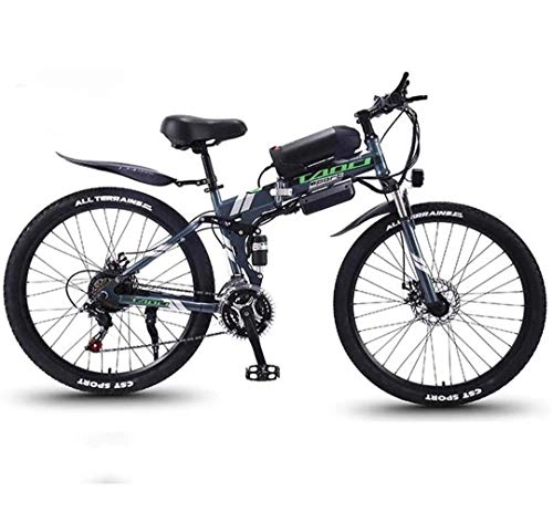 Mountain bike elettrica pieghevoles : JXH Folding Mountain Bike per Freni a Disco Doppio per Adulti 36V 8AH Montagna Bicicletta elettrica e, con Display LED Eco-Friendly Bici per Urban Commuter, Grigio
