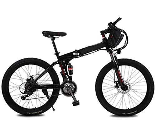Mountain bike elettrica pieghevoles : JXH Mountain Bike Elettrico con Un Sacchetto, 250W 26 '' Bicicletta elettrica con Rimovibile 36V 12 AH agli ioni di Litio, 21 velocit Shifter, Nero