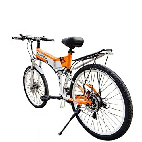 Mountain bike elettrica pieghevoles : KUSAZ Biciclette elettriche per Adulti e Adolescenti Biciclette elettriche Pieghevoli 350W 48V con Schermo LCD con Pneumatici per Il pendolarismo Sportivo all'aperto-Arancia