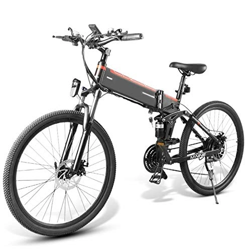 Mountain bike elettrica pieghevoles : Lanceasy LO26 - Bicicletta elettrica pieghevole, 10 Ah, 48 V, 500 W, 26 pollici, 25 km / h, velocità massima 80 km