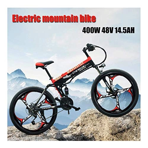 Mountain bike elettrica pieghevoles : LHQ Bicicletta elettrica, Bici 48V 400W Electric Mountain Bike for Adulti Urbano Elettrico con Batteria al Litio Turni E-PAS Ricarica del Sistema 27-Speed ​​Gear (Color : Black)