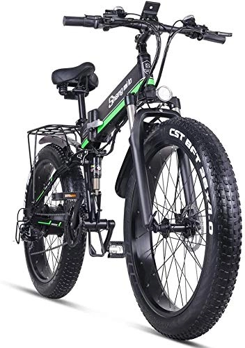 Mountain bike elettrica pieghevoles : LIMQ Biciclette Elettriche per Biciclette Mountain Bike F0148V 26" x4.0 Fat Bike Pneumatici Fuoristrada E-Bike City Bike con Motore Durata della Batteria 1000W 12 8 Ah 50 Km, Green
