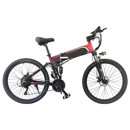Mountain bike elettrica pieghevoles : LIU Bicicletta elettrica per Adulti, Mountain Bike elettrica Pieghevole 26" per Adulti Ebike con Motore da 500 W e Batteria Rimovibile da 48 V 10 Ah, Bicicletta elettrica da 25 mph (Colore : Rosso)