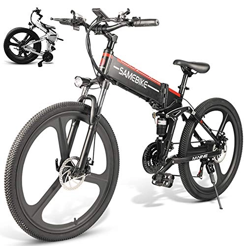 Mountain bike elettrica pieghevoles : LOKE Bici elettrica 26" Pieghevole Bici elettrica Pieghevole Ebike con agli ioni di Litio, Nero