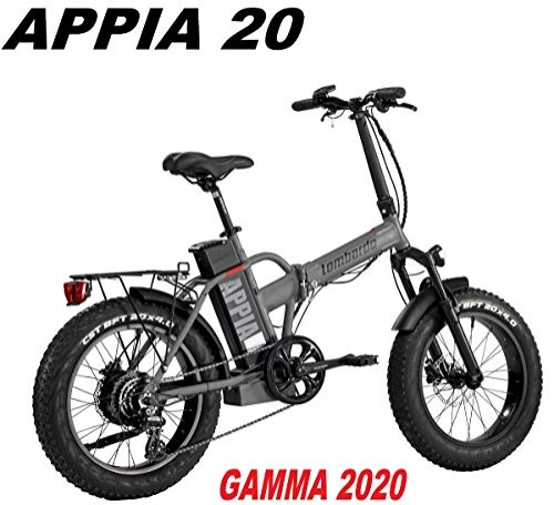 Mountain bike elettrica pieghevoles : LOMBARDO BICI APPIA Ruota 20 Fat Bike Motore 250w 80Nm Batteria 624Wh 48v 13ah Gamma 2020 (Titanium Black Matt)