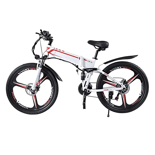 Mountain bike elettrica pieghevoles : LWL X-3 bici elettrica per adulti pieghevole 250W / 1000W 48V batteria al litio mountain bike bicicletta elettrica 26 pollici e bici (colore: bianco, dimensioni: 250W motore)