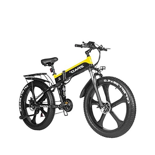 Mountain bike elettrica pieghevoles : LZMXMYS Bici elettrica, Bici elettrica 1000W 48V Pieghevole 26inch Mountain Bike con Fat Tire E-Bici Pedale Assist Freno a Disco Idraulico (Color : Yellow)