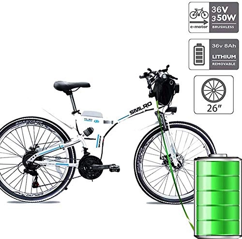 Mountain bike elettrica pieghevoles : Macro Bicicletta elettrica Pieghevole nel 2020 VTT, 36V Batteria di Litio 8AH / 10Ah / 15Ah Pneumatici per Biciclette elettriche 26 Ebike con 350W Motore brushless 21 e la velocità, 36V 35.