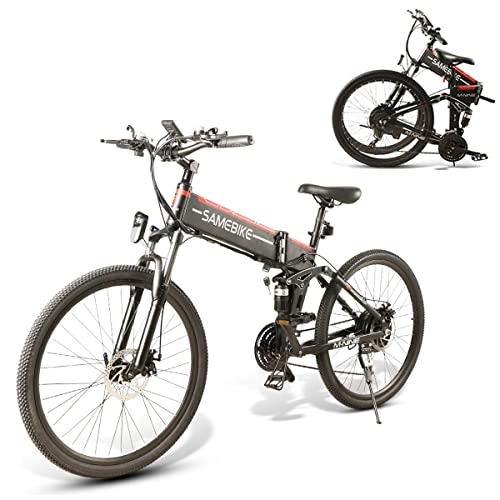 Mountain bike elettrica pieghevoles : MANPATEL Bici elettriche 26" 500WBicicletta Elettrica Pieghevole Unisex Adulto Nero