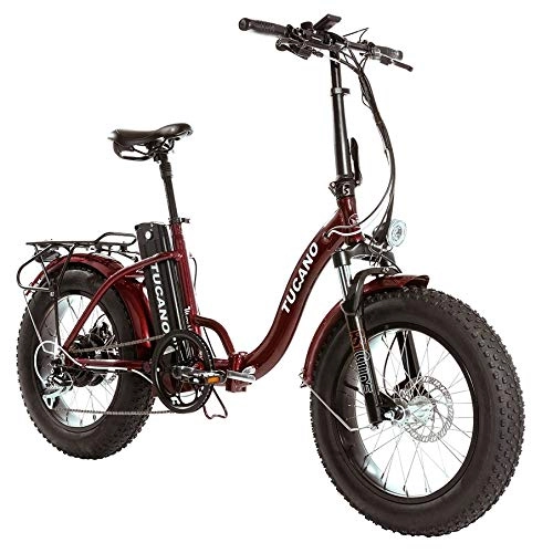 Mountain bike elettrica pieghevoles : marnaula - tucano Monster 20 ″ Low-e-Bike Pieghevole - Sospensione Anteriore - Motore da 500 W (Rosso)