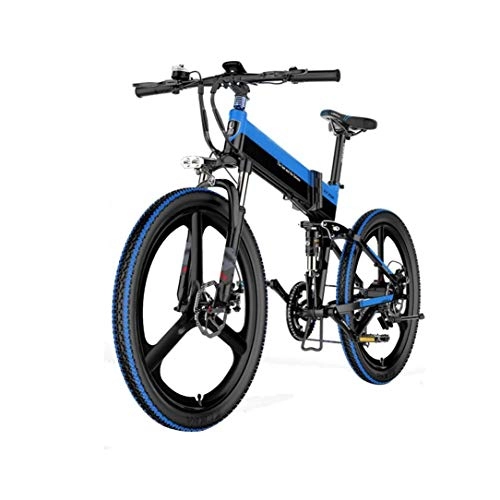 Mountain bike elettrica pieghevoles : Mountain Bike Elettrica, 400W Bici Montagna Ebike con Batteria al Litio Rimovibile Sistema Antifurto Design Leggero Grado Impermeabile IP54 (Color : Black-Blue)