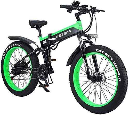 Mountain bike elettrica pieghevoles : MQJ Ebikes Biciclette Elettriche Veloci per Adulti 1000 W Biciclette Elettriche, Pieghevole Mountain Bike, Pneumatico Grasso 48 V 12.8Ah