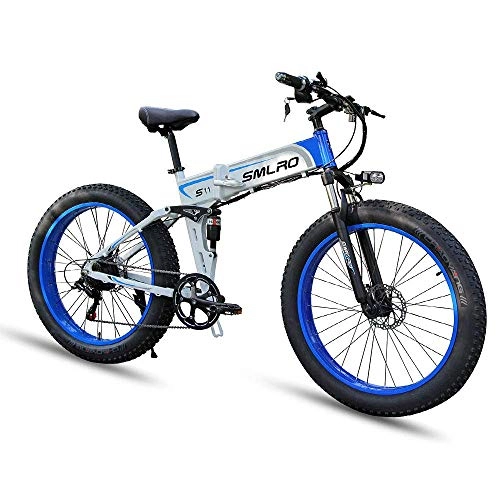 Mountain bike elettrica pieghevoles : N / A 26''Folding Biciclette per Adulti elettriche, ATV Elettrico, in Lega di Alluminio Fat Tire e-Bike Mountainbikes, 350W / 500W / Batteria agli ioni di Litio Rimovibile 1000W 48V 10.4Ah con