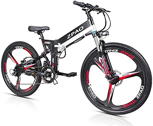 Mountain bike elettrica pieghevoles : N&I 21 Speed Folding Electric Bicycle 48V 10.4Ah Lithium Battery 350W 26 inch Mountain Bike 5 Level Pedal Assist Suspension Fork Black
