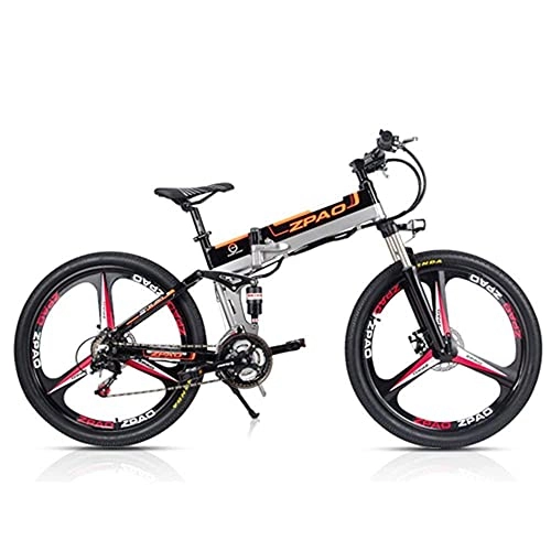Mountain bike elettrica pieghevoles : N&I Electric Bike 21 Speed 26 Inches 48V 10Ah 350W Folding Electric Bicycle Hidden Lithium Battery Aluminum Alloy Frame Magnesium Alloy Integrated Wheel 10Ah + 1 Spare Battery