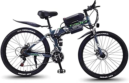 Mountain bike elettrica pieghevoles : N&I Fast Electric Bikes for Adults Folding Electric Mountain Bike 350W Snow Bikes Removable 36V 8AH Lithium-Ion Battery for Adult Premium Full Suspension 26 inch Electric Bicycle Li