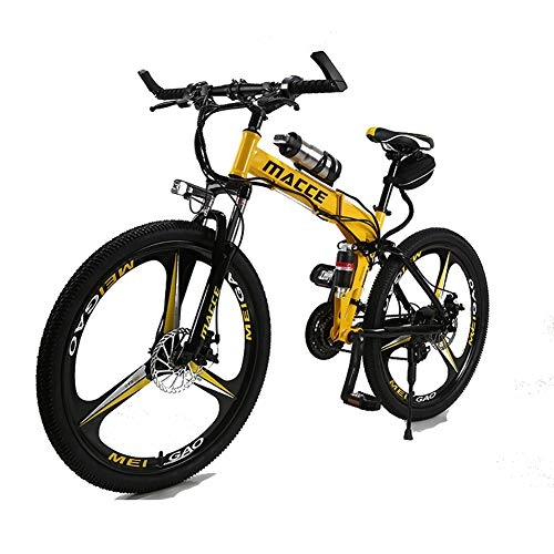 Mountain bike elettrica pieghevoles : NA Bicicletta elettrica pieghevole per adulti, 250 W, 26 pollici, con batteria agli ioni di litio da 36 V, 6, 8 Ah, 21 velocità, Unisex - Adulto, giallo, L