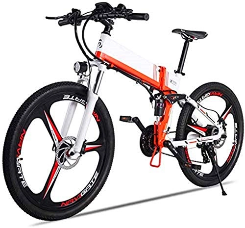 Mountain bike elettrica pieghevoles : RDJM Bciclette Elettriche, 48V / 12, 8 Ah Bici elettrica Pieghevole Mountain Bike E-Bike, 3 modalità, Anteriore LED Fari, Regolabile Manubrio e Sedile