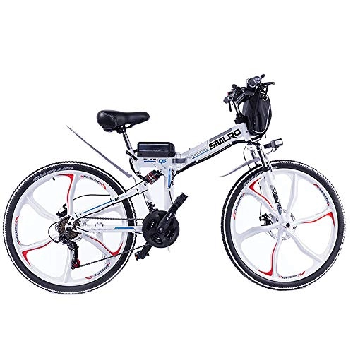 Mountain bike elettrica pieghevoles : SMLRO Bicicletta Elettrica per Adulti 26" Pieghevole Mountain Bike, 48V 10Ah 350W 21-Speed Gear, 3 Modalità di Lavoro