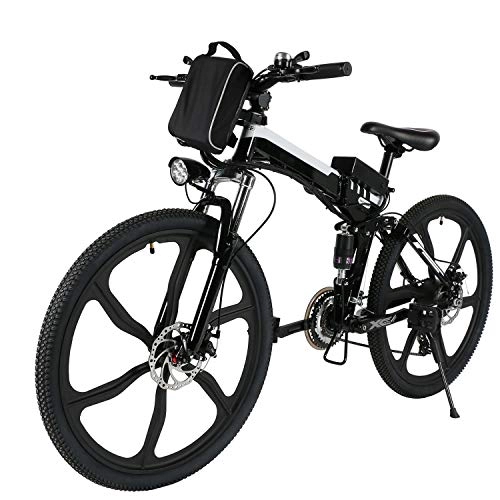 Mountain bike elettrica pieghevoles : Speedrid 20" / 26" / 27, 5"bici elettrica / city ebike / escursionismo e-bike / mountain e-bike dotata di batteria agli ioni di litio 36V / 10Ah / 12, 5Ah per uomini donne adulti. (36V / 8Ah 26'' nero)
