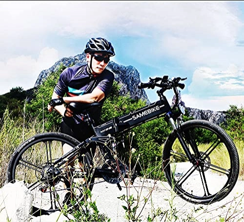 Mountain bike elettrica pieghevoles : SUNWEII Bicicletta elettrica Ebike Mountain Bike 26"E-Bike Pieghevole 48V10AH, 500W Bicicletta Pieghevole per Adulti LCD a Colori Contatore Medio con USB, Black