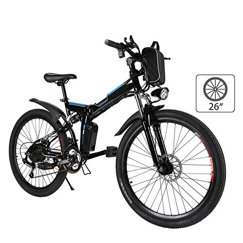 Mountain bike elettrica pieghevoles : SYCHONG Mountain Bike Elettrica da 26 '' con Batteria agli Ioni di Litio Rimovibile di Grande capacit (36V 250W), per Bici Elettrica per Adulti 21 Marce E Tre modalit di Lavoro, Blu