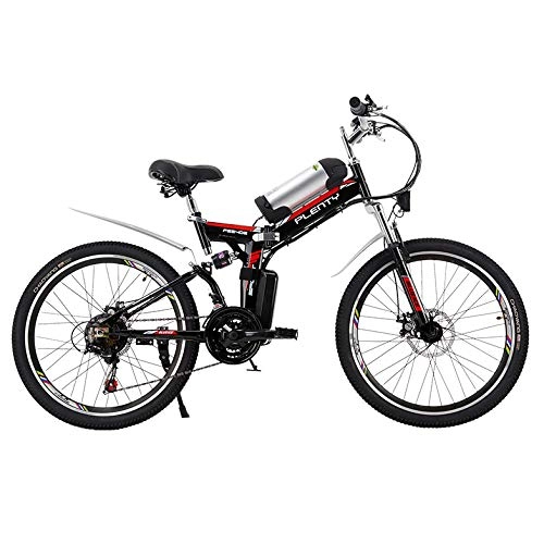 Mountain bike elettrica pieghevoles : SYLTL 24 / 26 Pollici E-Bike Adulto Power Mountain Bike Grande capacit Batteria al Litio 8HA Bici Elettrica da Pieghevole Bicicletta da Montagna, Nero, 24inches