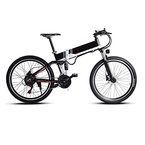 Mountain bike elettrica pieghevoles : Syxfckc Biciclette elettriche, 48V 500W Mountain Bike 21 velocit 26 Pollici, con Nuova Batteria al Litio Rimovibile energia (Color : 500WBlack)