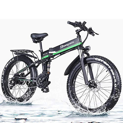 Mountain bike elettrica pieghevoles : SYXZ Bicicletta elettrica da 1000 W, Mountain Bike Pieghevole, ebike da 4, 0 Pneumatici, Batteria agli ioni di Litio da 48 V 12, 8 Ah, meccanismo di Assorbimento degli Urti, Nero